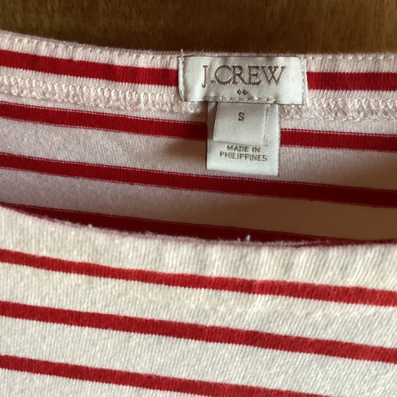 EUC J.Crew Red & White Striped Boatneck Top, 100% Cotton - Picture 5 of 6
